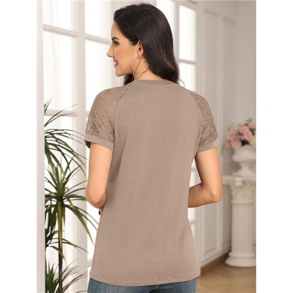 Womens Summer Tops Spring Shirts Trendy Vacation Outfits Short Sleeve - Picture 5 of 6